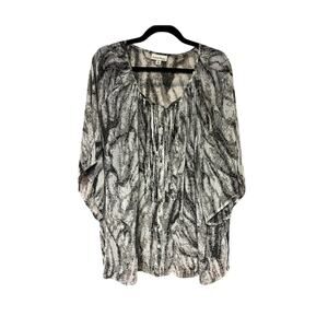 Studio Works Women's Plus Size Sheer Black & White Blouse Size 3X